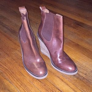 Lucky Brand brown wedge bootie
